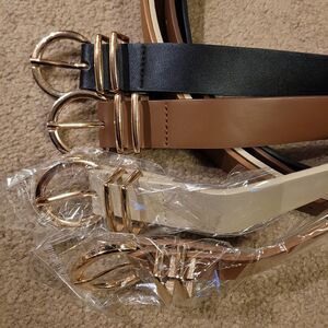 Black, Brown, Camel, and Creamy Beige Belt Set, Medium 31-36, Womens